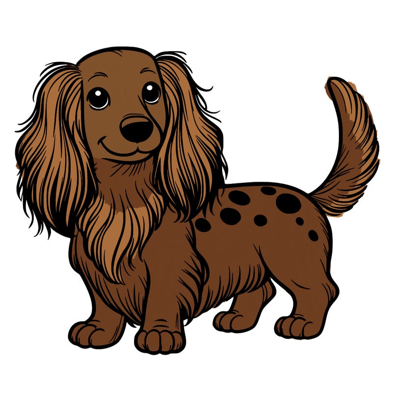 1 dachshund with long hair and spot