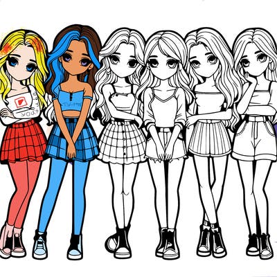 a group of girls realistic