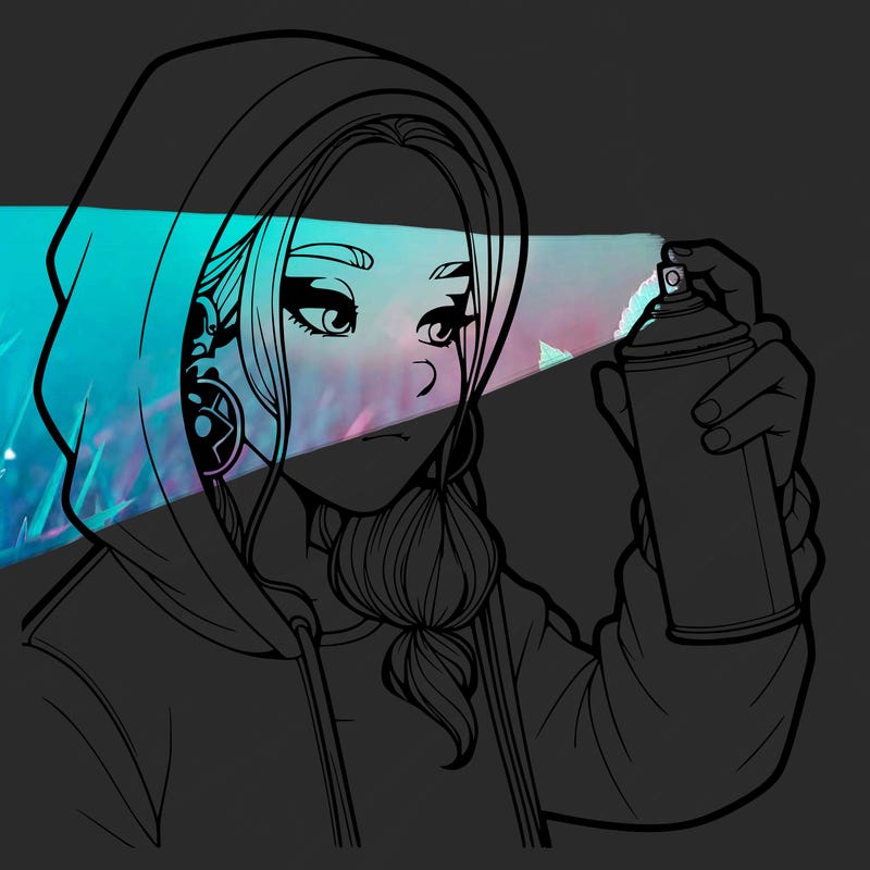 a realistic girl, spray painting