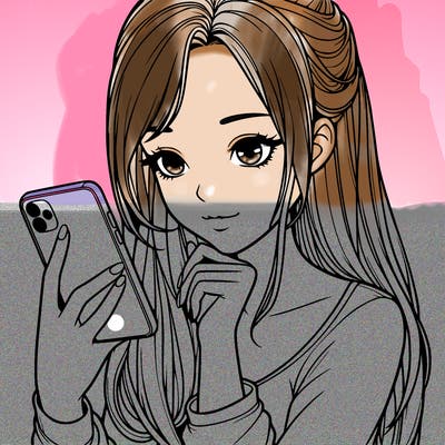 realistic girl with a  iphone