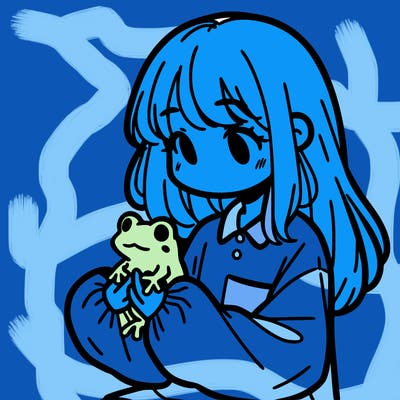 girl with long hair and a oversized shirt. and she is holding a frog