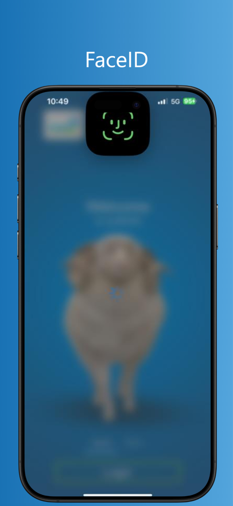 RAMS Financial Group Pty Ltd - A smartphone screen showing the myRAMS Mobile Banking app with a FaceID biometric login prompt.
