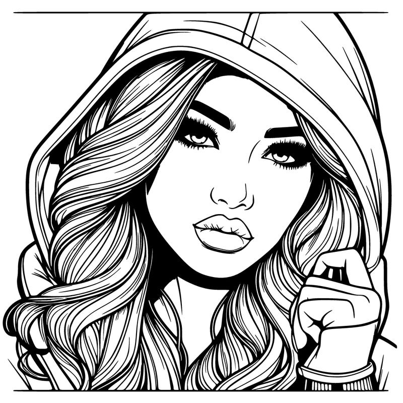 realistic beautiful woman with hoodie