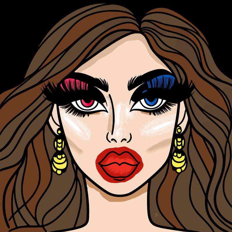 woman with extravagant makeup