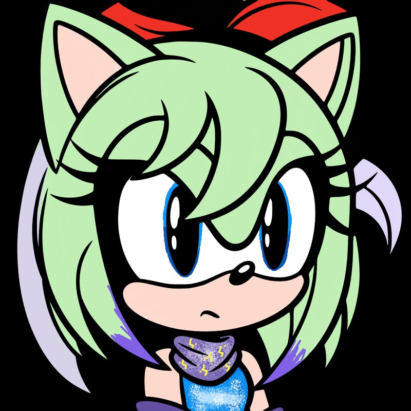 female sonic character with her hair in front of her eyes