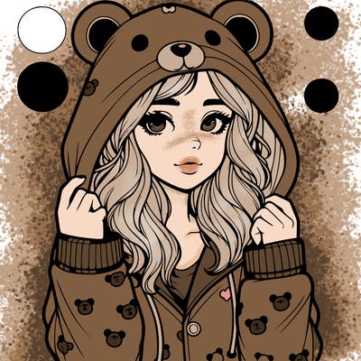 realistic girl in a animal pjs hoodie