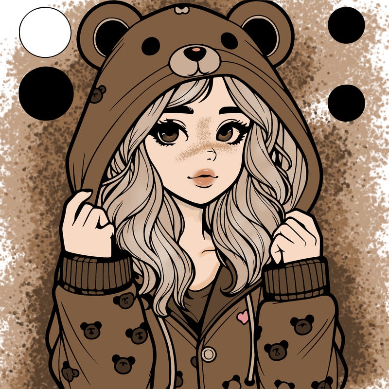 realistic girl in a animal pjs hoodie