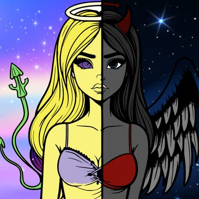 devil vs angel realistic girl