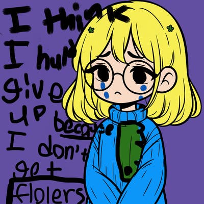 sad girl with glasses in a sweater
