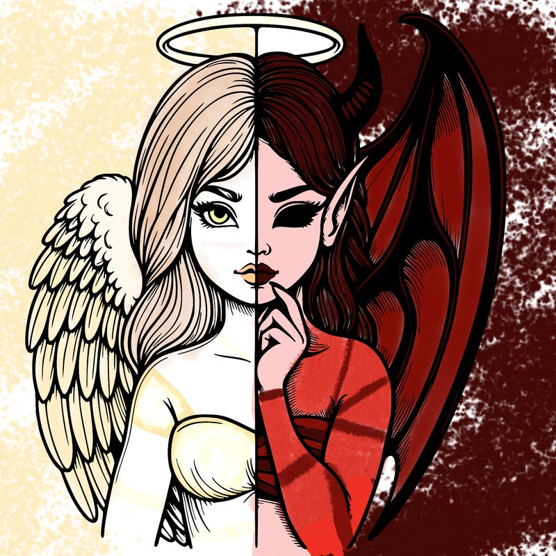 realistic angel half demon