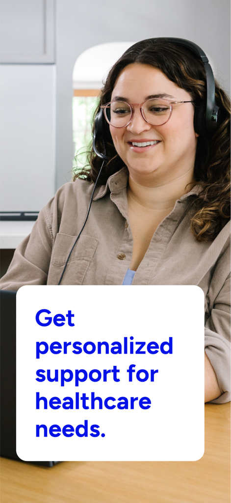 A woman with a headset providing personalized healthcare support through the Included Health platform