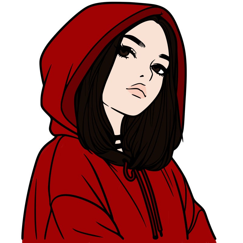a realistic girl in a hoodie