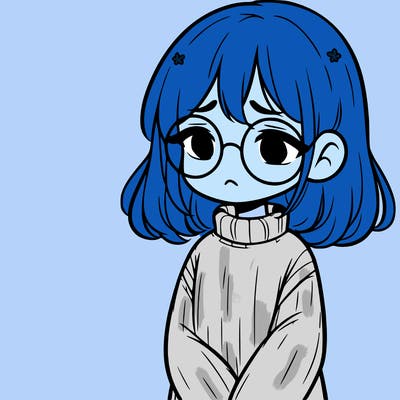 sad girl with glasses in a sweater