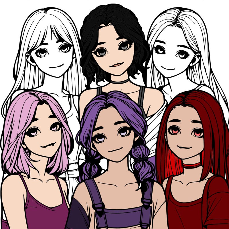 a group of girls realistic