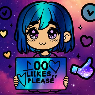 a girl with a sign saying 100 likes, please