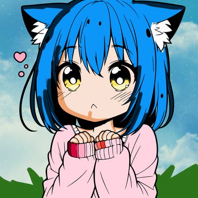 shy anime catgirl