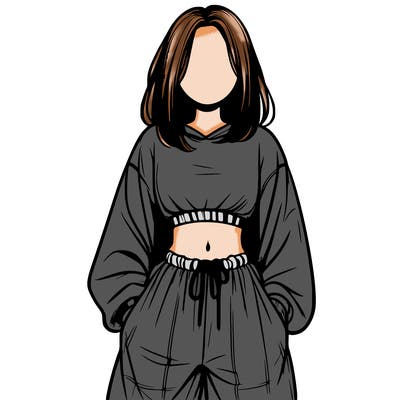 realistic girl faceless with baggy pants and a crop top