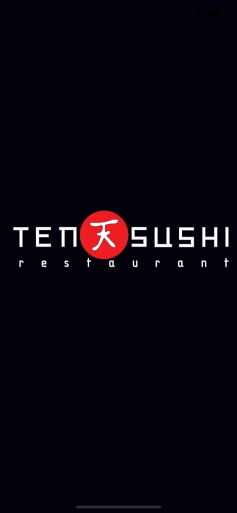 TenSushi Restaurant-App Startbildschirm mit dem Markennamen