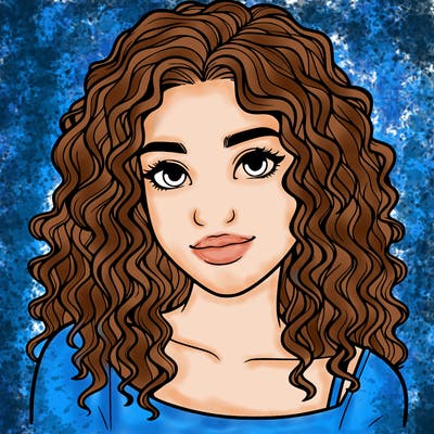 realistic, teenage girl with curly hair