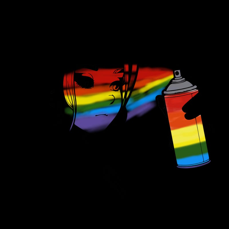 a realistic girl, spray painting