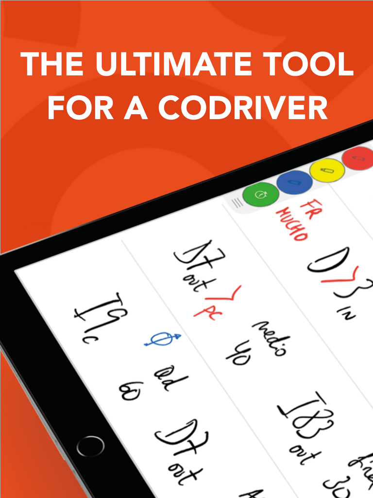 Rally Codriver - Note di navigazione digitali per navigatori di rally visualizzate su uno schermo iPad