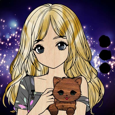 a cute realistic girl holding a cat