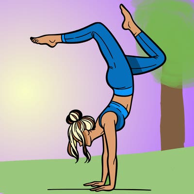 a woman doing a handstand