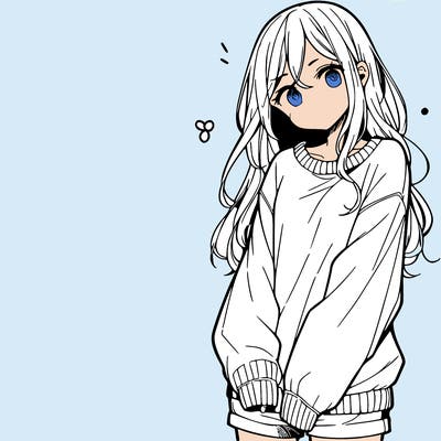 manga teen girl  in a sweater and baggy pants