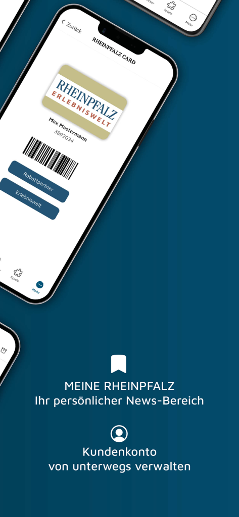 DIE RHEINPFALZ – Nachrichten - Tarjeta de membresía digital e interfaz de gestión de cuenta de cliente en la aplicación de noticias DIE RHEINPFALZ