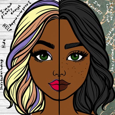 realistic girl split half