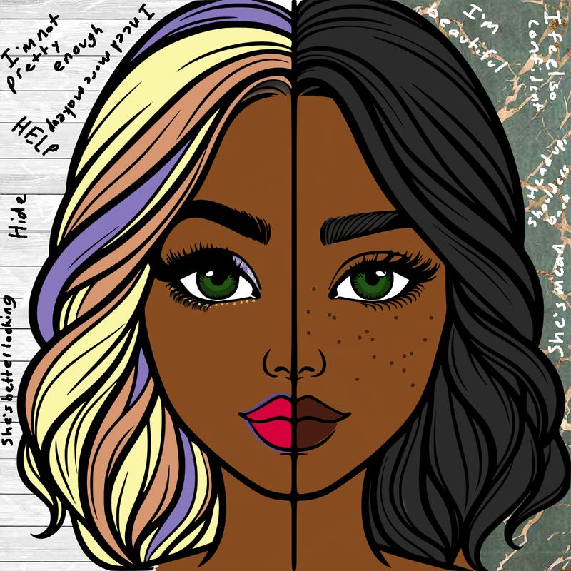 realistic girl split half