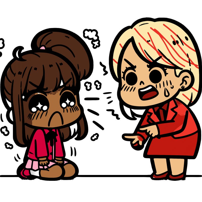 a girl getting yelled at by the teacher