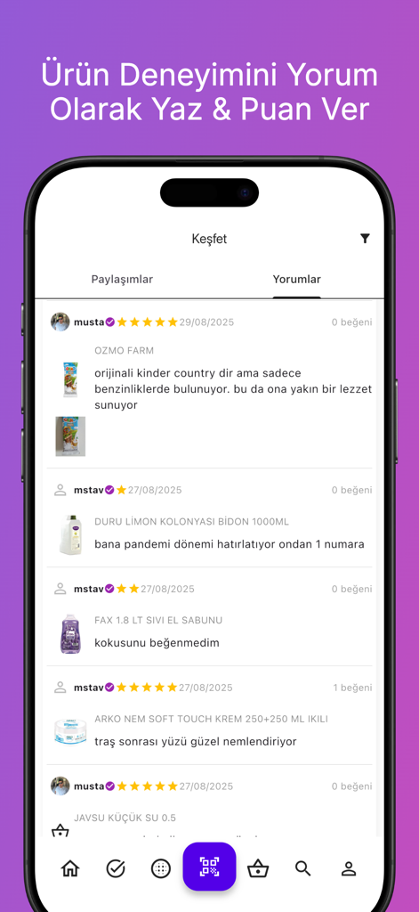 User reviews and star ratings for household products in the Fiyatbu shopping app