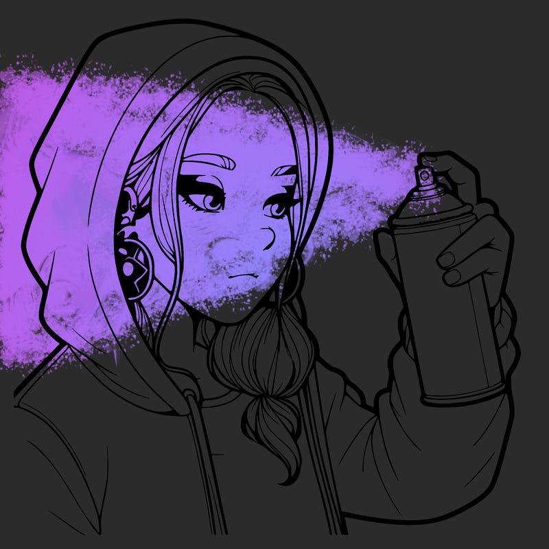 a realistic girl, spray painting