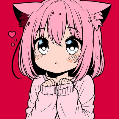 shy anime catgirl