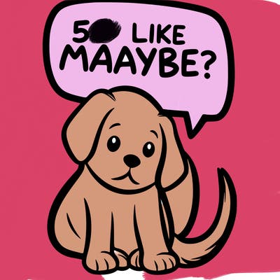 a puppy that says 5 like maybe