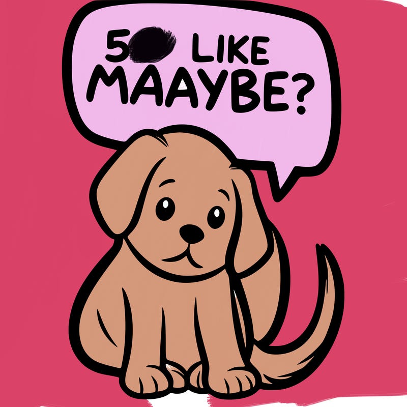 a puppy that says 5 like maybe