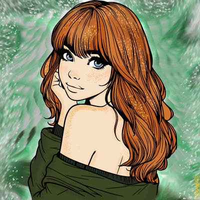 realistic girl with bangs looking over her shoulder