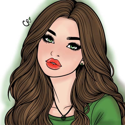 realistic girl with hair on her hair and lips