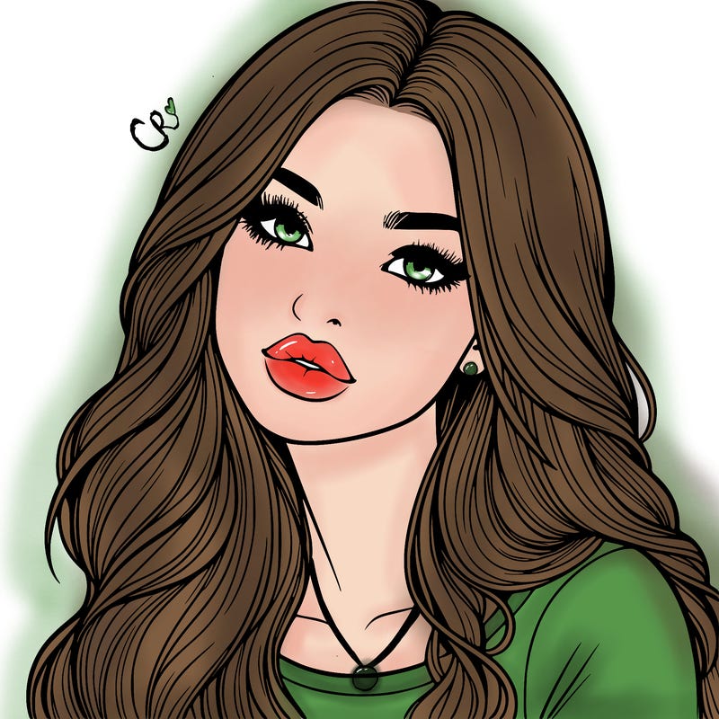 realistic girl with hair on her hair and lips