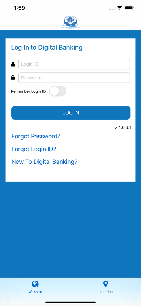 Bahama Islands Co-operative CU - Bahama Islands Co-operative CU mobile app login screen with Login ID and Password fields