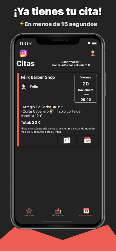 GoBarber app screen showing a confirmed appointment for a haircut and beard trim including price and time.