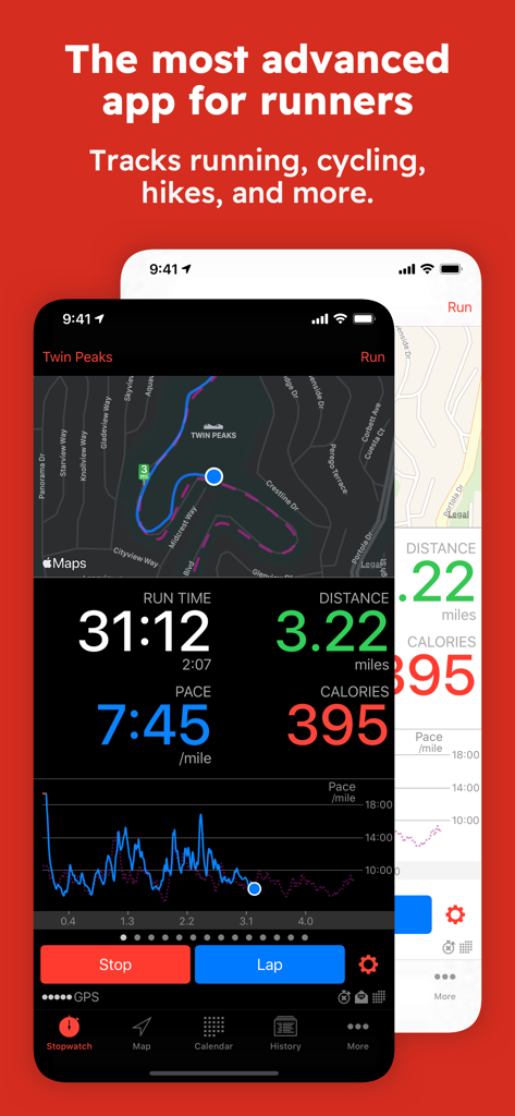 Runmeter Running & Walking GPS - Runmeter app interface showing running maps and real-time workout statistics including pace and distance
