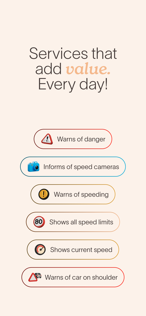 Liste der Saphe Link Dienste einschließlich Blitzerwarnungen und Gefahrenmeldungen