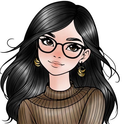 realistic girl with glasses