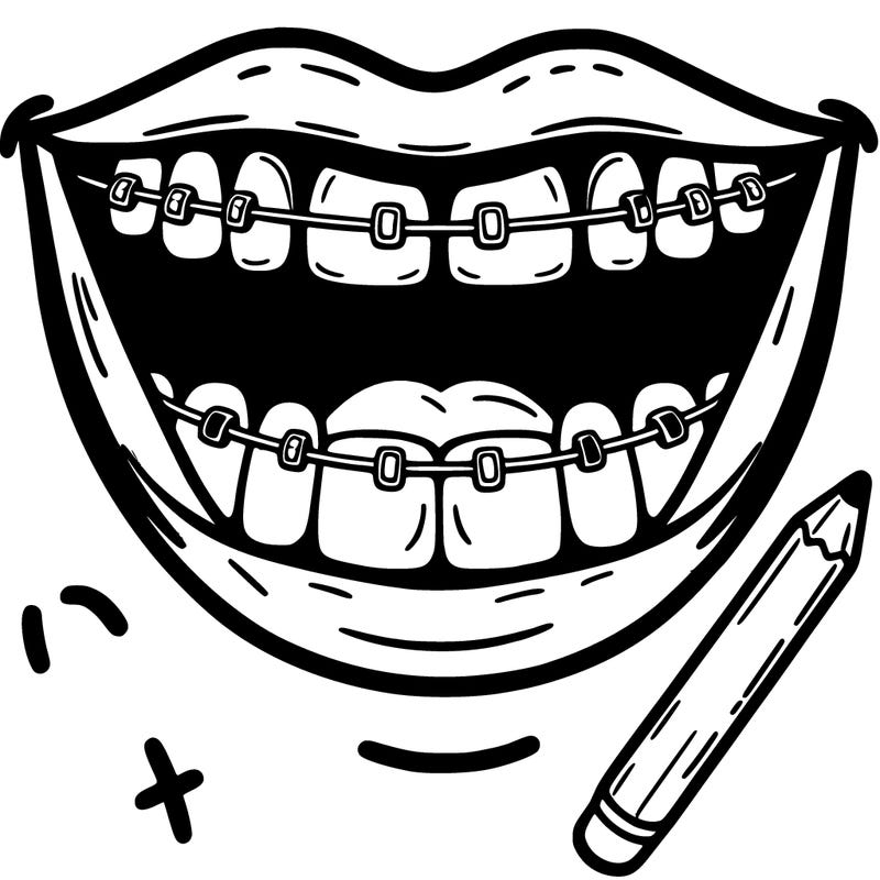 smiling mouth with teeth showing and braces