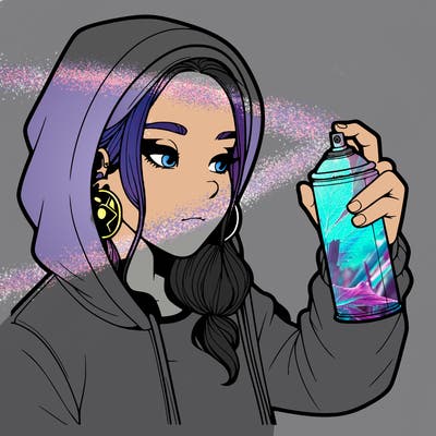 a realistic girl, spray painting