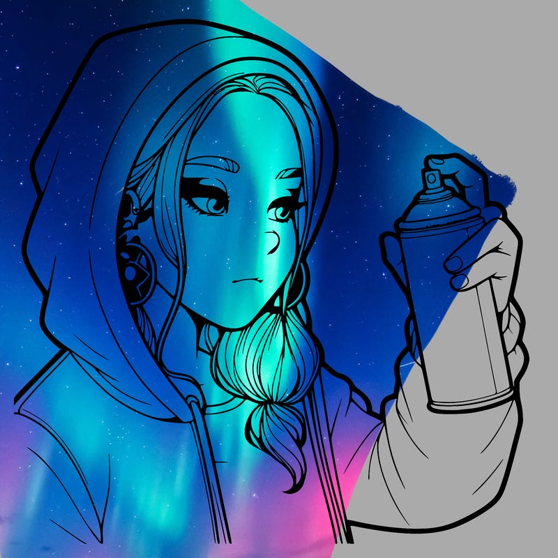 a realistic girl, spray painting