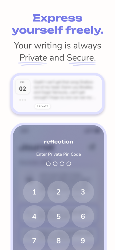 Private PIN code entry screen for Reflection AI Journal security