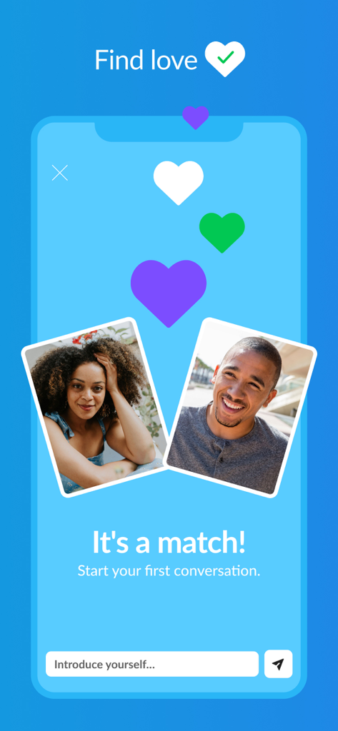 Skout Dating App & Live Chat - Skout dating app interface showing a successful match between two users with an option to start a conversation.